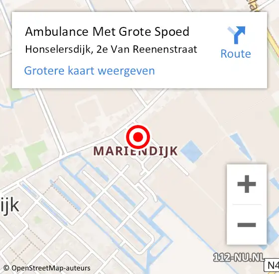 Locatie op kaart van de 112 melding: Ambulance Met Grote Spoed Naar Honselersdijk, 2e Van Reenenstraat op 8 maart 2022 10:02