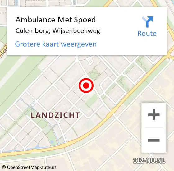 Locatie op kaart van de 112 melding: Ambulance Met Spoed Naar Culemborg, Wijsenbeekweg op 8 maart 2022 10:14