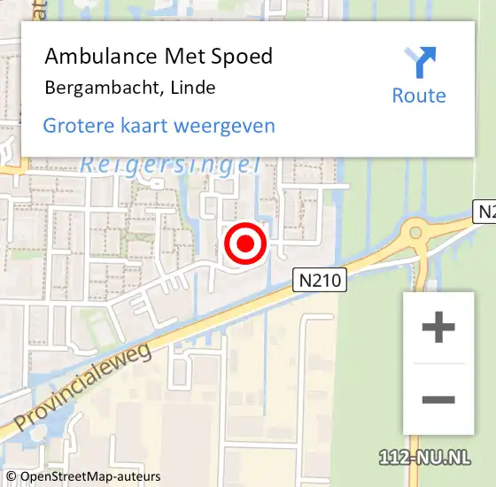 Locatie op kaart van de 112 melding: Ambulance Met Spoed Naar Bergambacht, Linde op 8 maart 2022 10:22