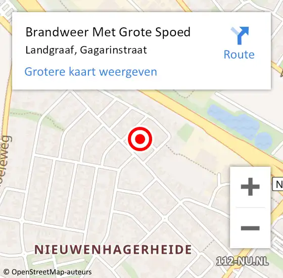 Locatie op kaart van de 112 melding: Brandweer Met Grote Spoed Naar Landgraaf, Gagarinstraat op 8 maart 2022 10:37