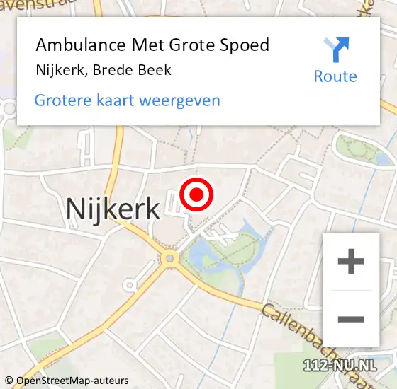 Locatie op kaart van de 112 melding: Ambulance Met Grote Spoed Naar Nijkerk, Brede Beek op 8 maart 2022 10:37