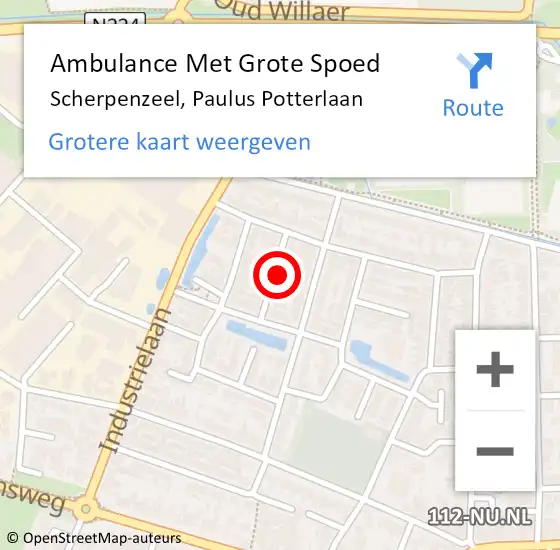 Locatie op kaart van de 112 melding: Ambulance Met Grote Spoed Naar Scherpenzeel, Paulus Potterlaan op 8 maart 2022 10:46