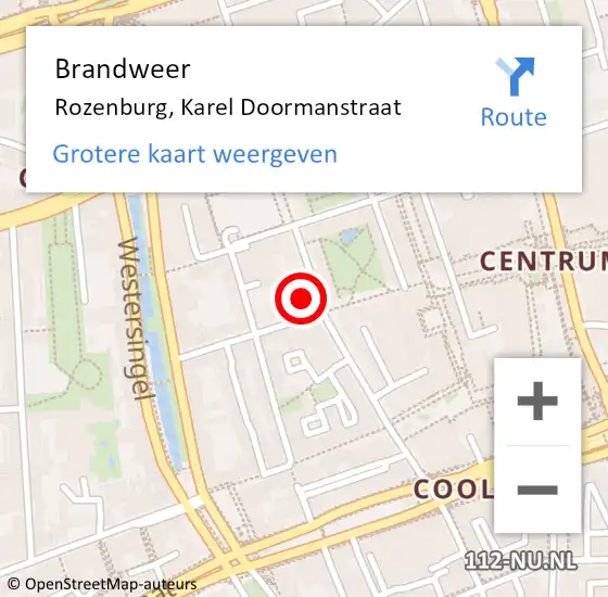 Locatie op kaart van de 112 melding: Brandweer Rozenburg, Karel Doormanstraat op 8 maart 2022 10:53