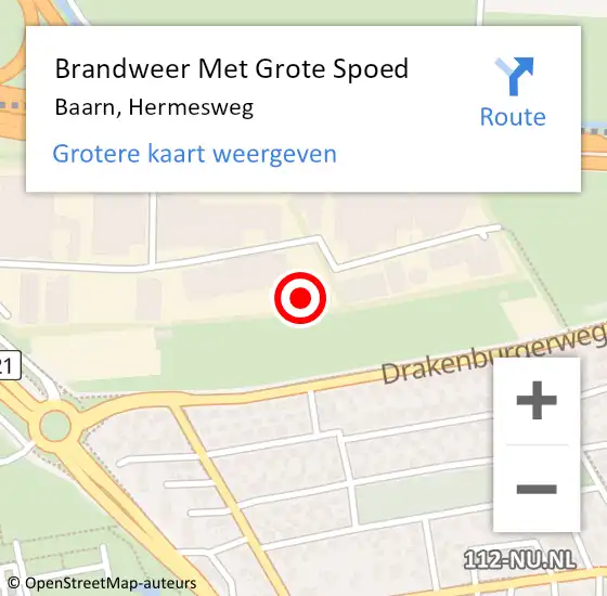 Locatie op kaart van de 112 melding: Brandweer Met Grote Spoed Naar Baarn, Hermesweg op 8 maart 2022 11:00