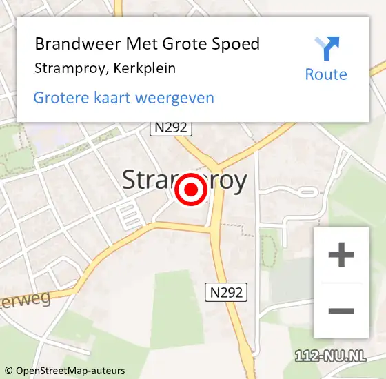 Locatie op kaart van de 112 melding: Brandweer Met Grote Spoed Naar Stramproy, Kerkplein op 8 maart 2022 11:03