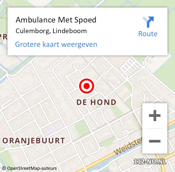 Locatie op kaart van de 112 melding: Ambulance Met Spoed Naar Culemborg, Lindeboom op 8 maart 2022 11:07