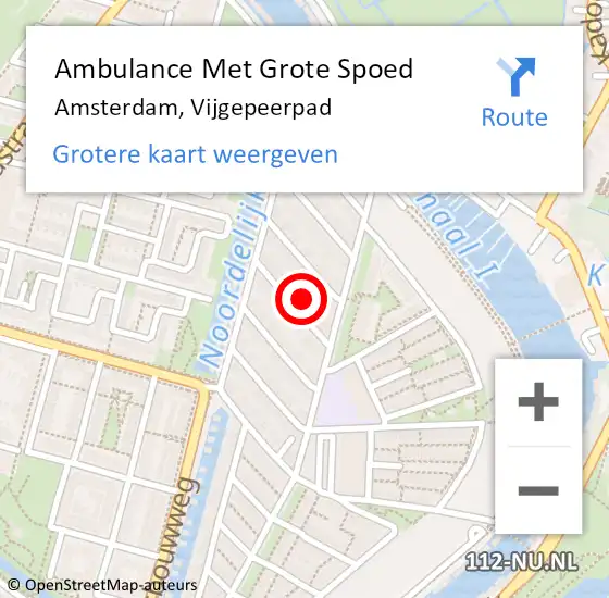Locatie op kaart van de 112 melding: Ambulance Met Grote Spoed Naar Amsterdam, Vijgepeerpad op 8 maart 2022 11:16
