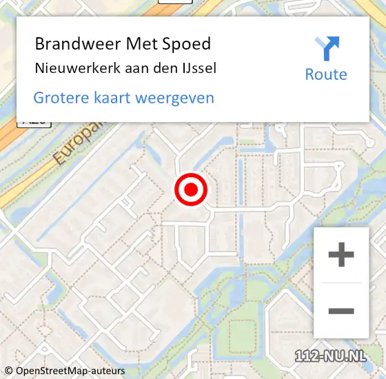 Locatie op kaart van de 112 melding: Brandweer Met Spoed Naar Nieuwerkerk aan den IJssel, Kroonkruid op 8 maart 2022 11:35