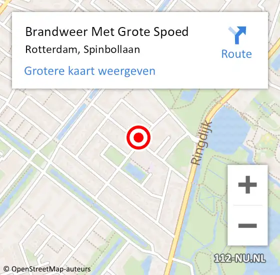 Locatie op kaart van de 112 melding: Brandweer Met Grote Spoed Naar Rotterdam, Spinbollaan op 8 maart 2022 12:02