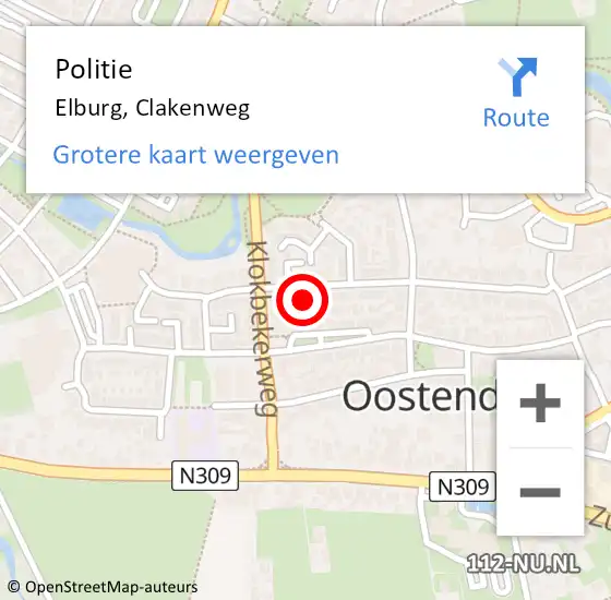 Locatie op kaart van de 112 melding: Politie Elburg, Clakenweg op 8 maart 2022 12:18