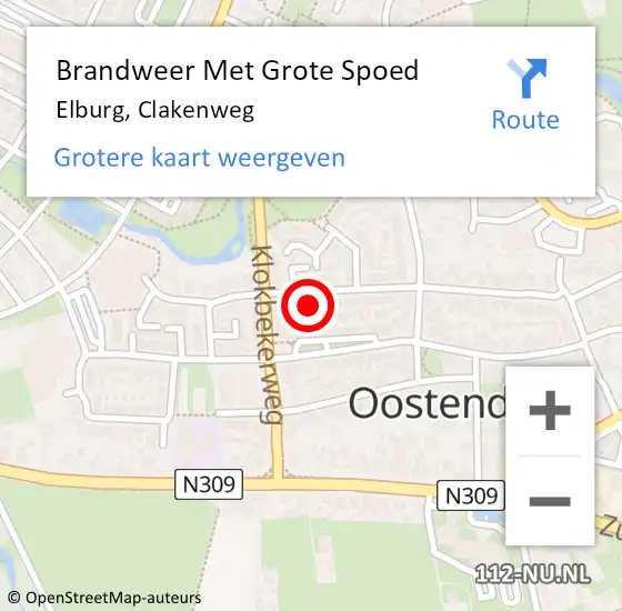 Locatie op kaart van de 112 melding: Brandweer Met Grote Spoed Naar Elburg, Clakenweg op 8 maart 2022 12:18