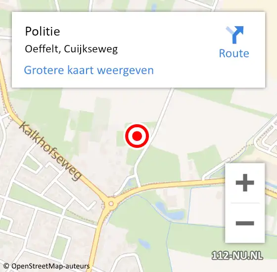 Locatie op kaart van de 112 melding: Politie Oeffelt, Cuijkseweg op 8 maart 2022 12:22