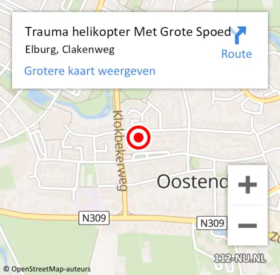 Locatie op kaart van de 112 melding: Trauma helikopter Met Grote Spoed Naar Elburg, Clakenweg op 8 maart 2022 12:23