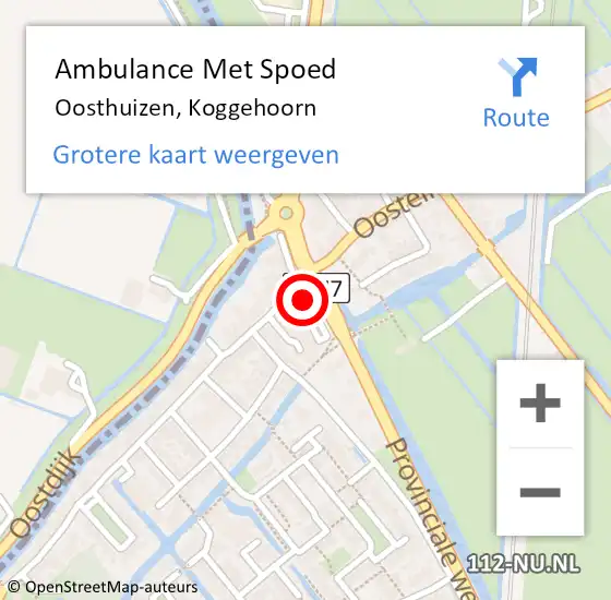 Locatie op kaart van de 112 melding: Ambulance Met Spoed Naar Oosthuizen, Koggehoorn op 8 maart 2022 12:26