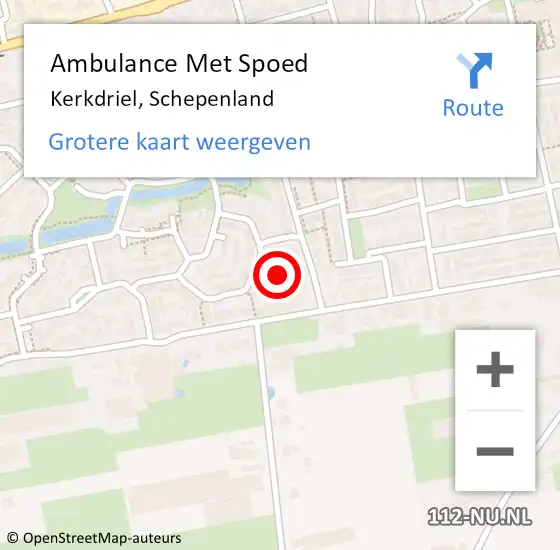 Locatie op kaart van de 112 melding: Ambulance Met Spoed Naar Kerkdriel, Schepenland op 8 maart 2022 12:32