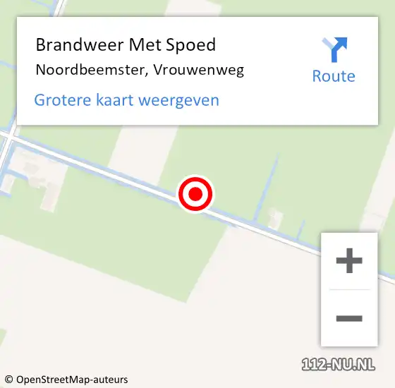 Locatie op kaart van de 112 melding: Brandweer Met Spoed Naar Noordbeemster, Vrouwenweg op 8 maart 2022 12:32