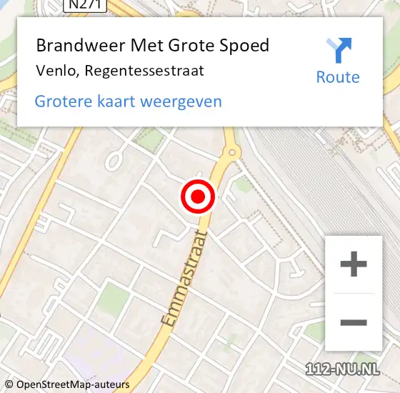 Locatie op kaart van de 112 melding: Brandweer Met Grote Spoed Naar Venlo, Regentessestraat op 8 maart 2022 12:41