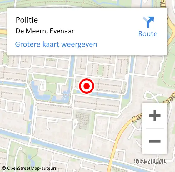 Locatie op kaart van de 112 melding: Politie De Meern, Evenaar op 8 maart 2022 12:45