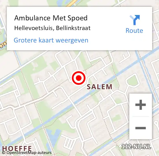 Locatie op kaart van de 112 melding: Ambulance Met Spoed Naar Hellevoetsluis, Bellinkstraat op 8 maart 2022 13:03