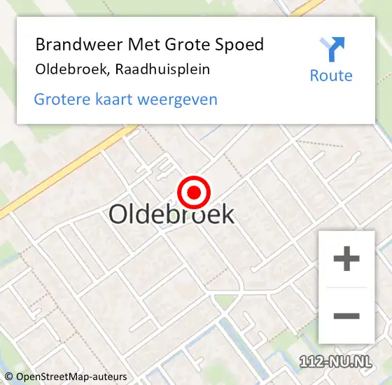 Locatie op kaart van de 112 melding: Brandweer Met Grote Spoed Naar Oldebroek, Raadhuisplein op 10 juli 2014 13:58