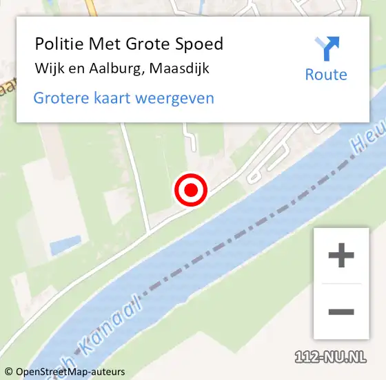 Locatie op kaart van de 112 melding: Politie Met Grote Spoed Naar Wijk en Aalburg, Maasdijk op 8 maart 2022 13:40