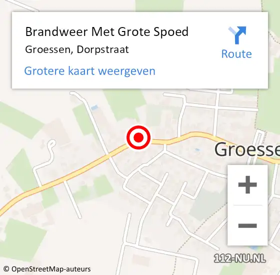 Locatie op kaart van de 112 melding: Brandweer Met Grote Spoed Naar Groessen, Dorpstraat op 8 maart 2022 13:44