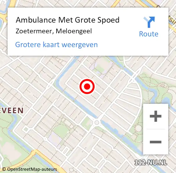 Locatie op kaart van de 112 melding: Ambulance Met Grote Spoed Naar Zoetermeer, Meloengeel op 8 maart 2022 14:10