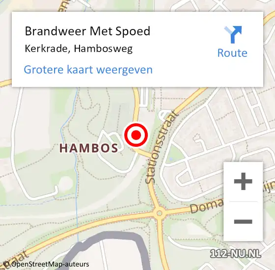 Locatie op kaart van de 112 melding: Brandweer Met Spoed Naar Kerkrade, Hambosweg op 8 maart 2022 14:18