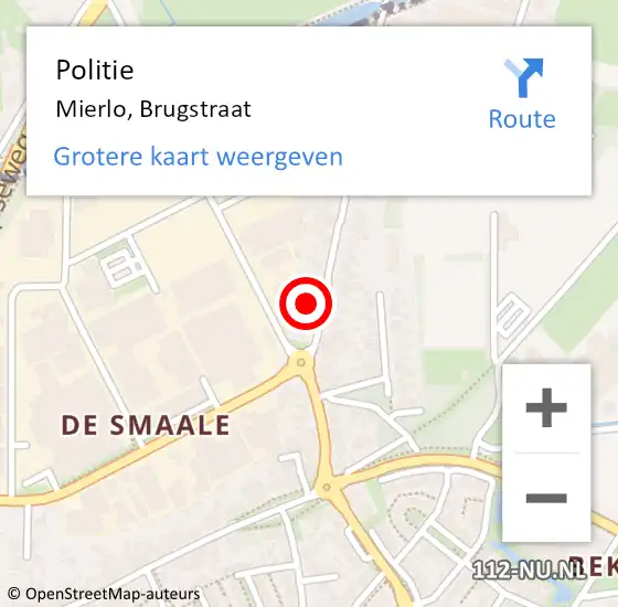 Locatie op kaart van de 112 melding: Politie Mierlo, Brugstraat op 8 maart 2022 14:24