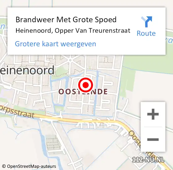 Locatie op kaart van de 112 melding: Brandweer Met Grote Spoed Naar Heinenoord, Opper Van Treurenstraat op 8 maart 2022 14:27