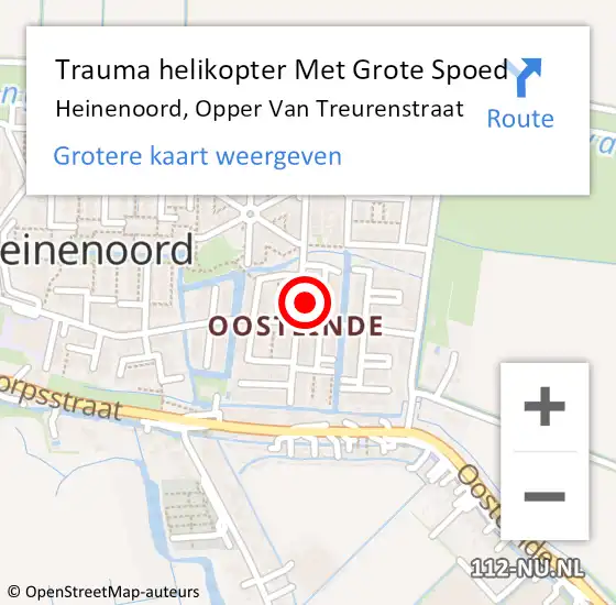 Locatie op kaart van de 112 melding: Trauma helikopter Met Grote Spoed Naar Heinenoord, Opper Van Treurenstraat op 8 maart 2022 14:27