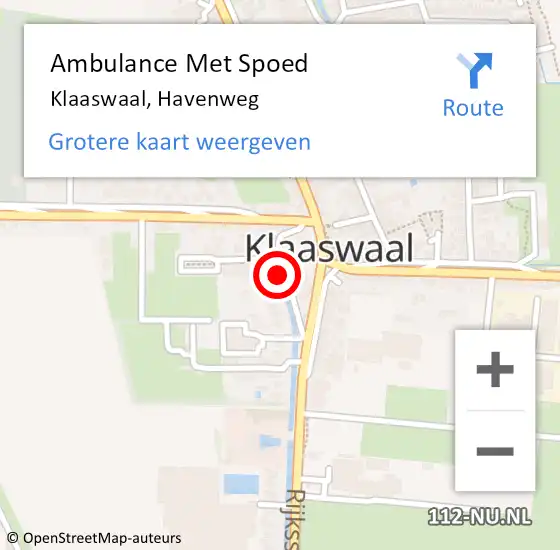 Locatie op kaart van de 112 melding: Ambulance Met Spoed Naar Klaaswaal, Havenweg op 8 maart 2022 14:39