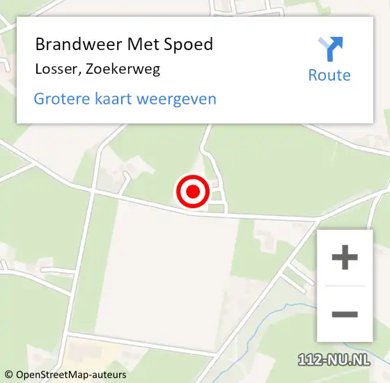 Locatie op kaart van de 112 melding: Brandweer Met Spoed Naar Losser, Zoekerweg op 8 maart 2022 15:10