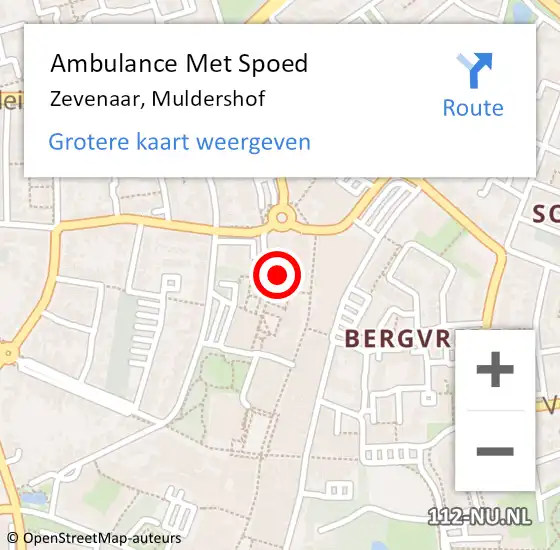 Locatie op kaart van de 112 melding: Ambulance Met Spoed Naar Zevenaar, Muldershof op 8 maart 2022 15:18