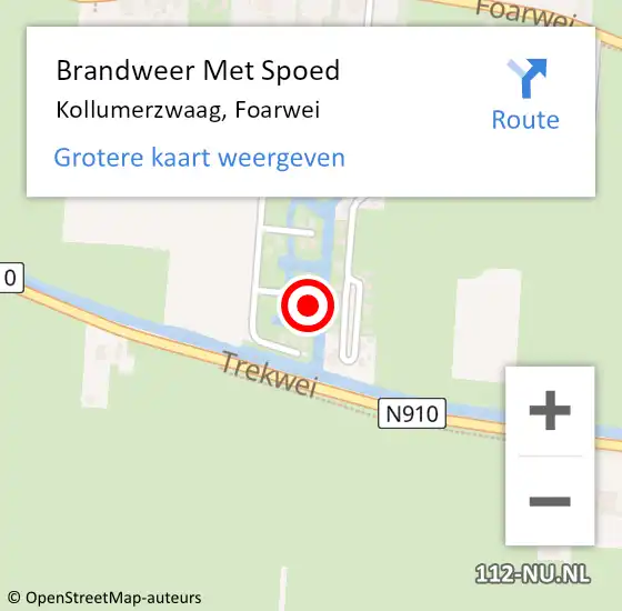 Locatie op kaart van de 112 melding: Brandweer Met Spoed Naar Kollumerzwaag, Foarwei op 8 maart 2022 15:39