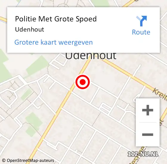 Locatie op kaart van de 112 melding: Politie Met Grote Spoed Naar Udenhout op 8 maart 2022 15:44