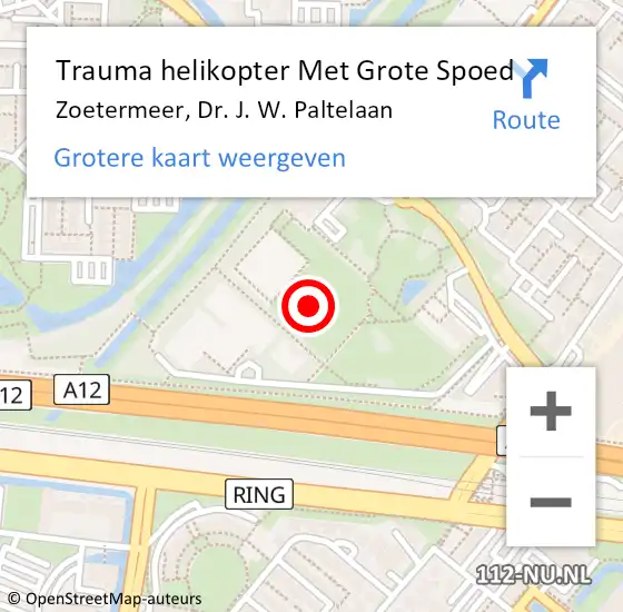 Locatie op kaart van de 112 melding: Trauma helikopter Met Grote Spoed Naar Zoetermeer, Dr. J. W. Paltelaan op 8 maart 2022 15:50