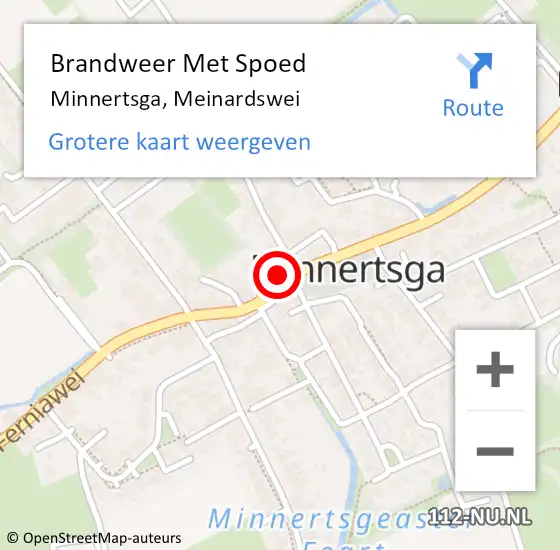 Locatie op kaart van de 112 melding: Brandweer Met Spoed Naar Minnertsga, Meinardswei op 8 maart 2022 16:01