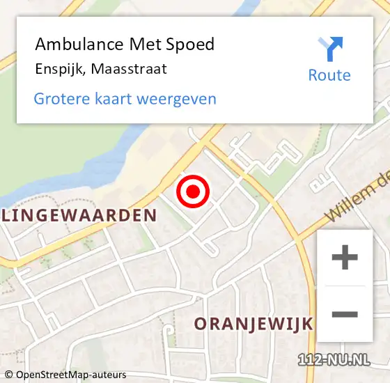 Locatie op kaart van de 112 melding: Ambulance Met Spoed Naar Enspijk, Maasstraat op 8 maart 2022 16:25