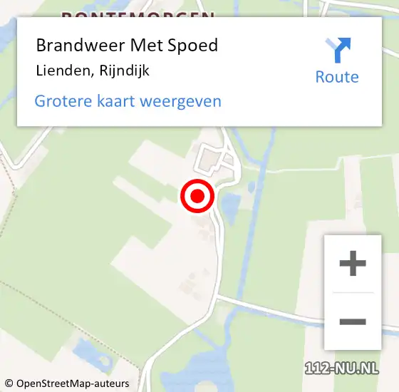 Locatie op kaart van de 112 melding: Brandweer Met Spoed Naar Lienden, Rijndijk op 8 maart 2022 16:40