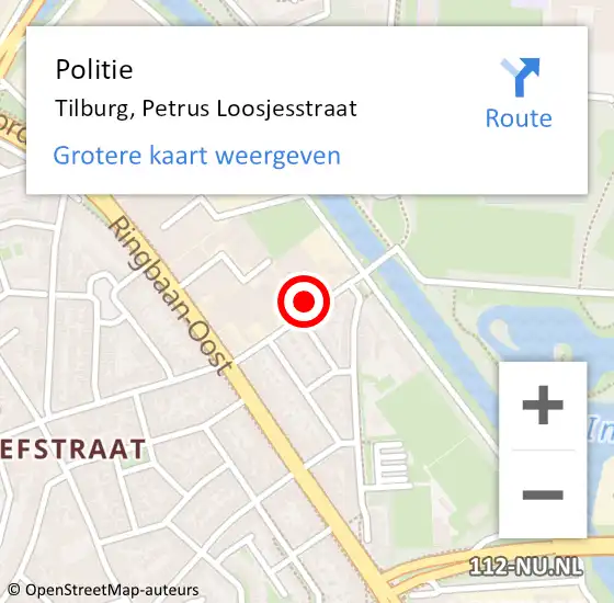 Locatie op kaart van de 112 melding: Politie Tilburg, Petrus Loosjesstraat op 8 maart 2022 16:50