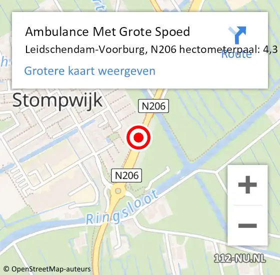 Locatie op kaart van de 112 melding: Ambulance Met Grote Spoed Naar Leidschendam-Voorburg, N206 hectometerpaal: 4,3 op 8 maart 2022 16:50