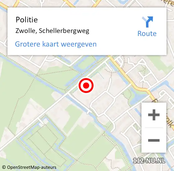 Locatie op kaart van de 112 melding: Politie Zwolle, Schellerbergweg op 8 maart 2022 16:57