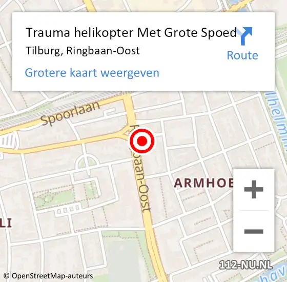 Locatie op kaart van de 112 melding: Trauma helikopter Met Grote Spoed Naar Tilburg, Ringbaan-Oost op 8 maart 2022 16:57