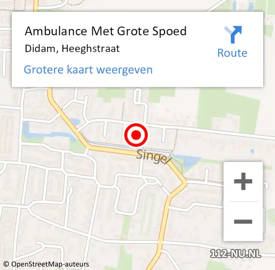 Locatie op kaart van de 112 melding: Ambulance Met Grote Spoed Naar Didam, Heeghstraat op 8 maart 2022 17:06