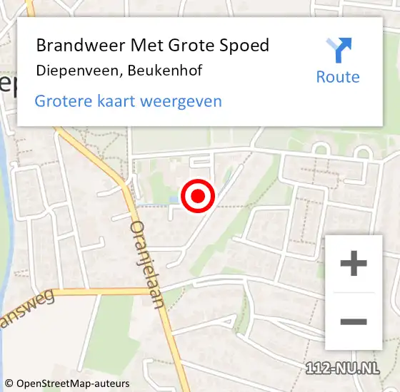 Locatie op kaart van de 112 melding: Brandweer Met Grote Spoed Naar Diepenveen, Beukenhof op 8 maart 2022 17:30