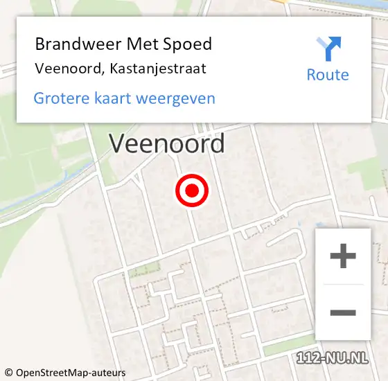 Locatie op kaart van de 112 melding: Brandweer Met Spoed Naar Veenoord, Kastanjestraat op 8 maart 2022 17:36