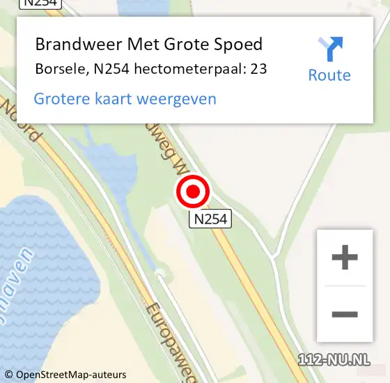 Locatie op kaart van de 112 melding: Brandweer Met Grote Spoed Naar Borsele, N254 hectometerpaal: 23 op 8 maart 2022 17:40