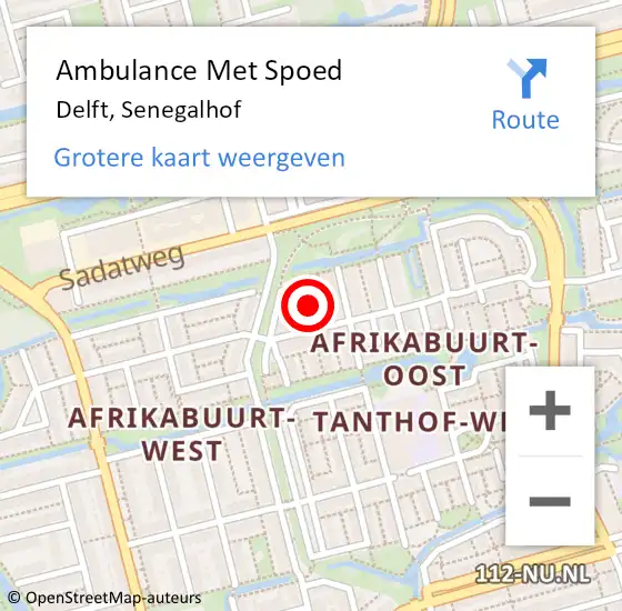 Locatie op kaart van de 112 melding: Ambulance Met Spoed Naar Delft, Senegalhof op 8 maart 2022 18:22