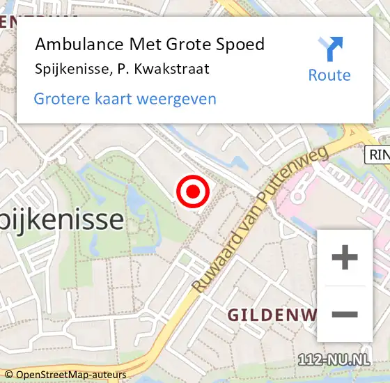 Locatie op kaart van de 112 melding: Ambulance Met Grote Spoed Naar Spijkenisse, P. Kwakstraat op 8 maart 2022 18:44